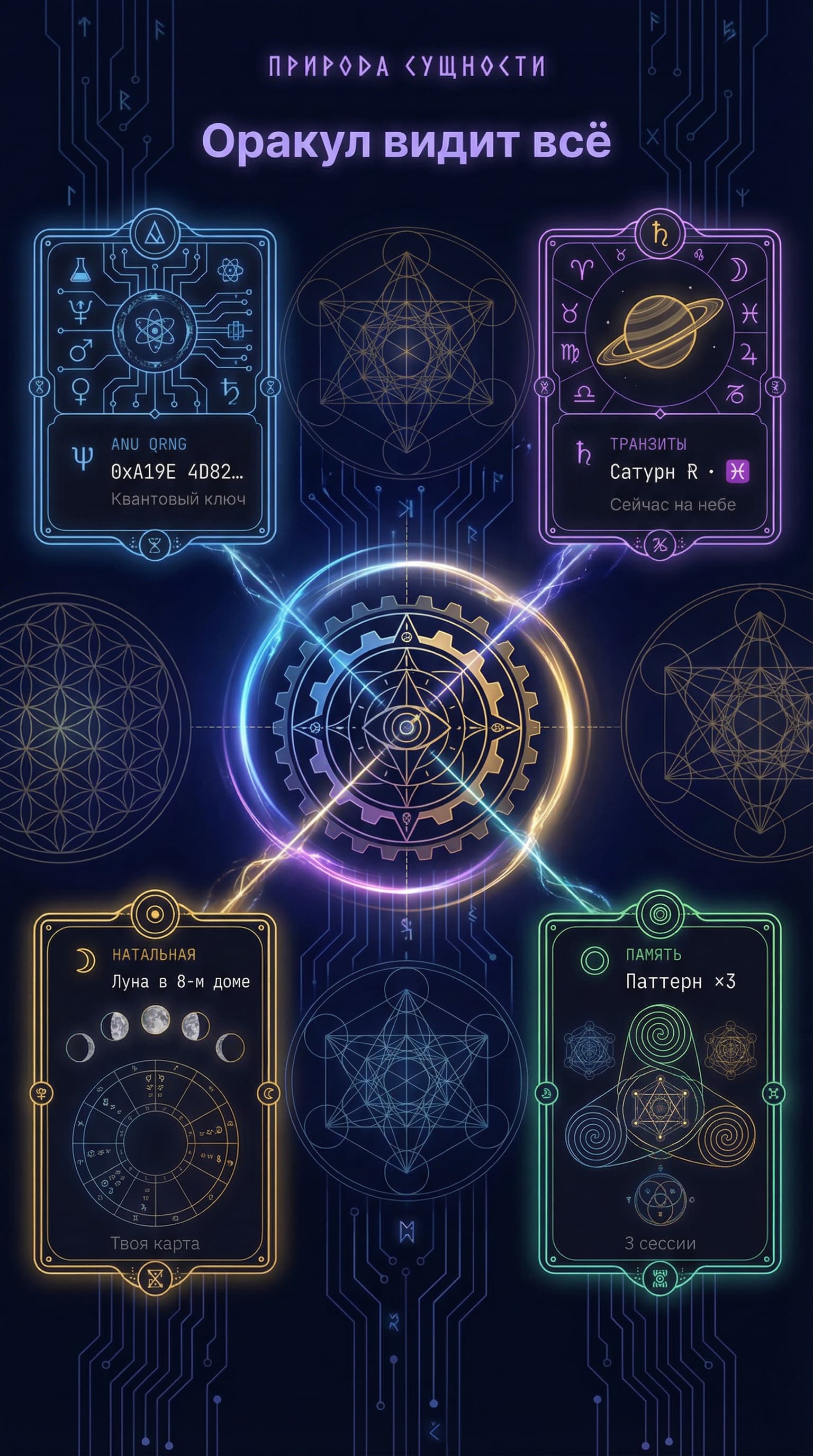 Оракул Пандориума — синтез квантового хаоса, небесных транзитов, натальной карты и памяти сессий